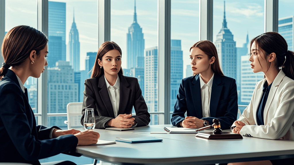 Qingqing, Xiaolan, dan Xiaomei di kantor mereka